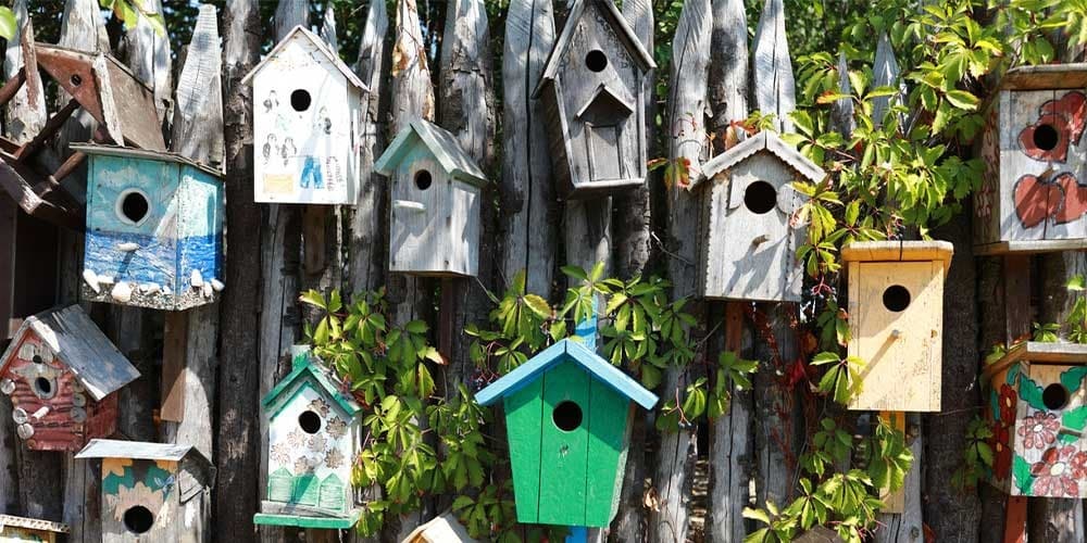 cabane oiseau coloré arbre maisonnette en bois