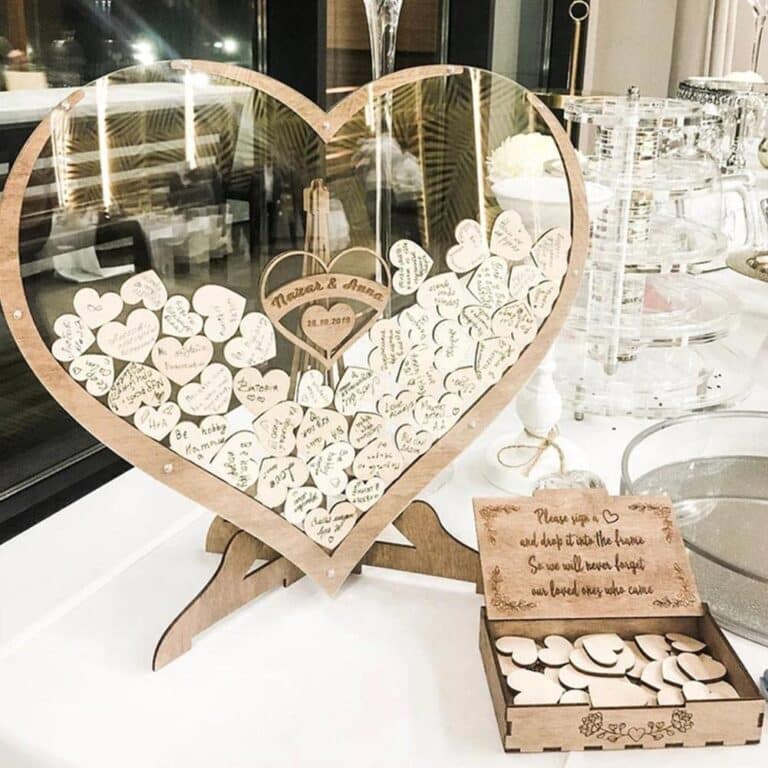 coeur bois mariage livre or original alternative palet