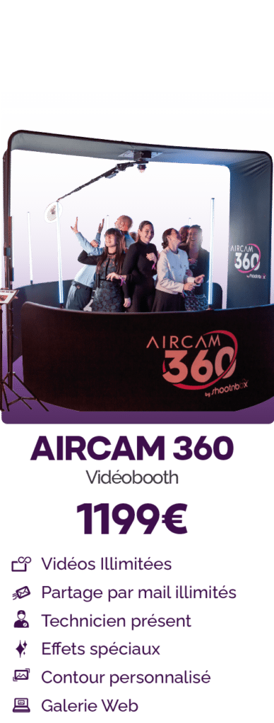 prix aircam 360 videobooth shootnbox arche animation vidéo groupe bras gopro qui tourne