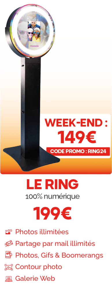 borne photo numérique ring shootnbox photobooth ringlight tête ronde tarif prix fonctionnalités