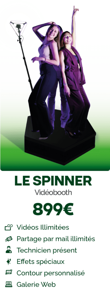 prix spinner shootnbox photobooth 360 video booth animation filles danse