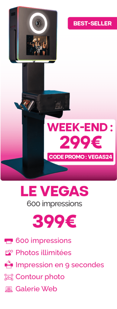 prix photobooth vegas shootnbox avec impression tarif borne photo noire imprimante